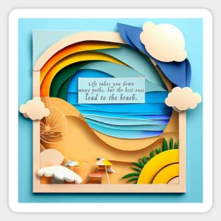 Beach 3d card Sticker